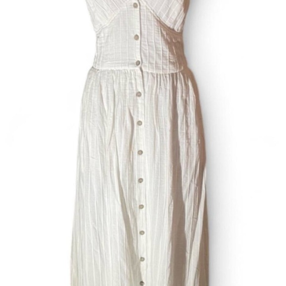 Free People Bon Bon White Midi Dress with Button Detail NWT Size Small - Picture 2 of 4